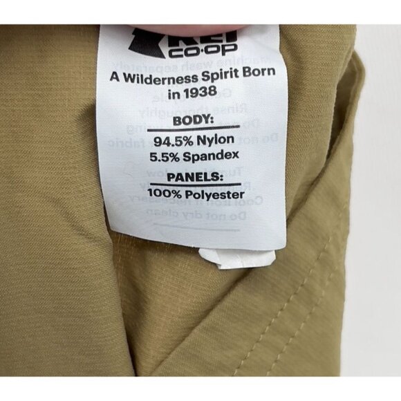 REI Co-Op Men's L Large Solid Khaki Button-Down Shirt Roll Tab Sleeve - Picture 6 of 7
